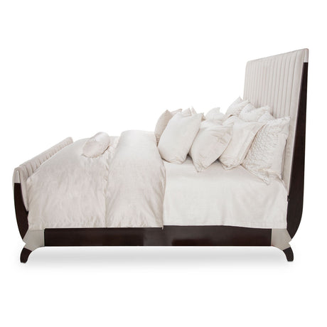 Aico Furniture - Paris Chic Queen Tufted Sleigh Bed In Espresso - N9003000Qns4-409