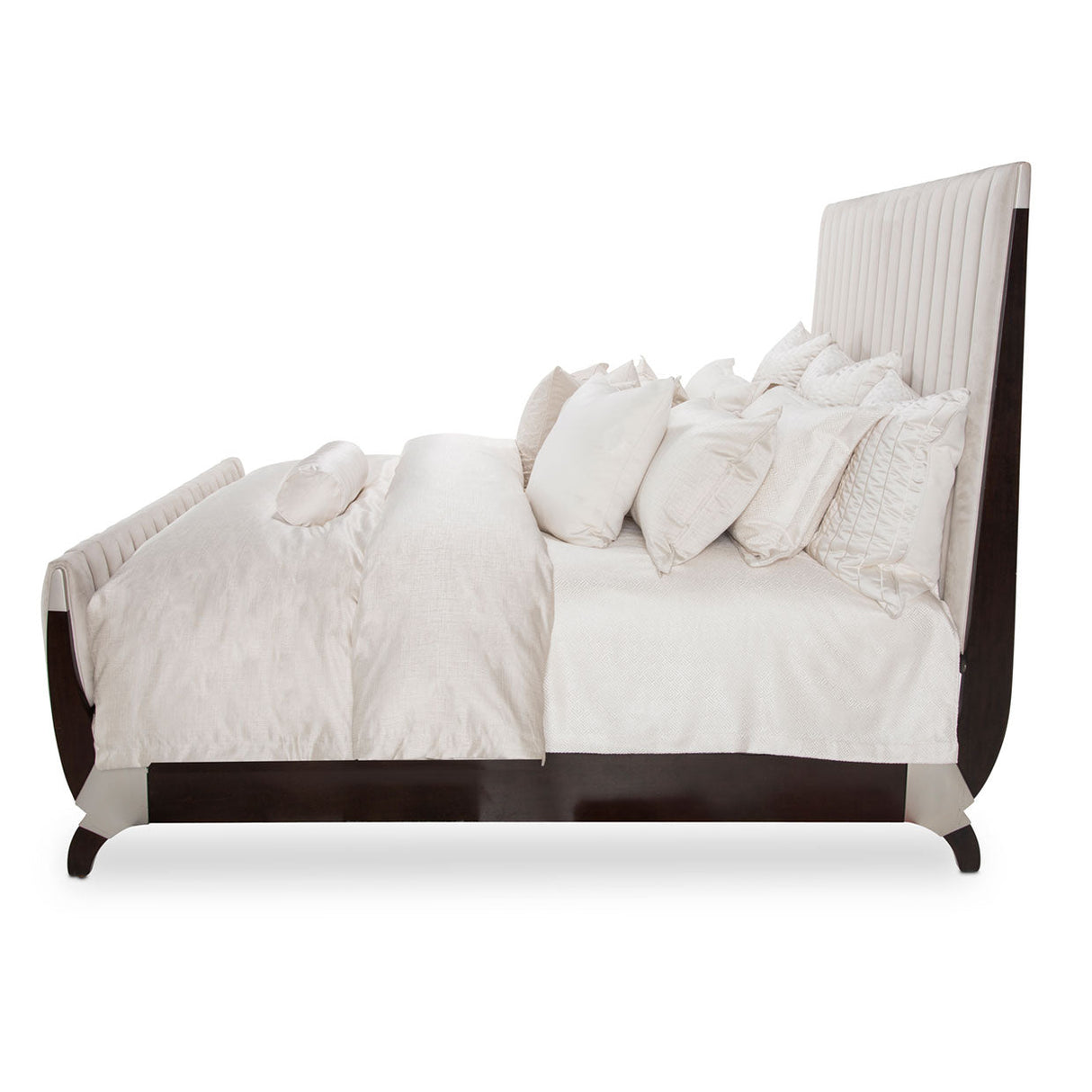 Aico Furniture - Paris Chic 6 Piece Queen Tufted Sleigh Bedroom Set In Espresso - N9003000Qns4-409-6Set