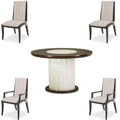 Aico Furniture - Paris Chic 5 Piece Round Dining Table Set In Espresso - N9003001-409-5Set