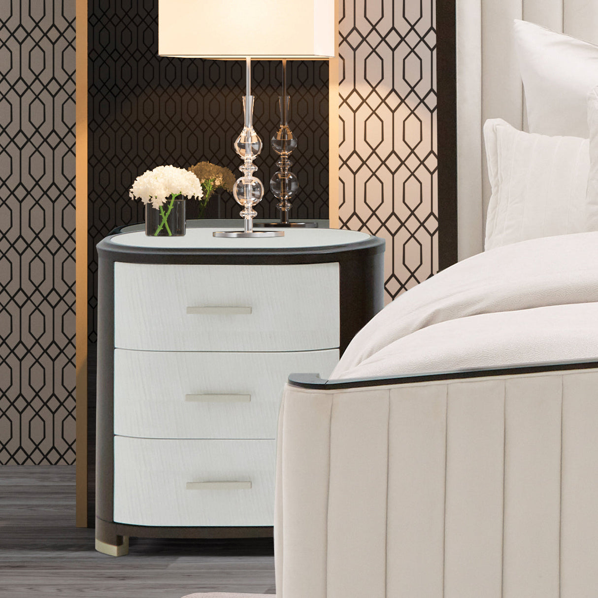 Aico Furniture - Paris Chic 5 Piece Queen Tufted Sleigh Bedroom Set In Espresso - N9003000Qns4-409-5Set