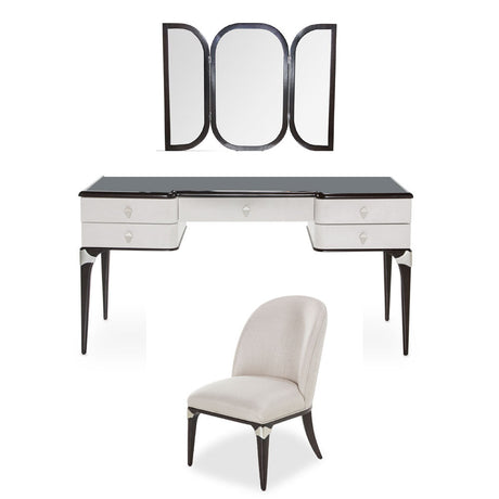 Aico Furniture - Paris Chic 3 Piece Vanity Desk Set In Espresso - N9003058-409-3Set
