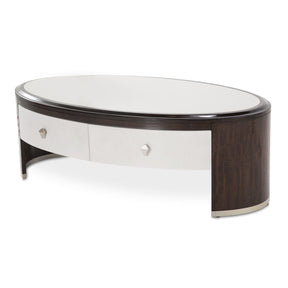 Paris Chic Oval Cocktail Table Espresso Marble Top – AICO Furniture