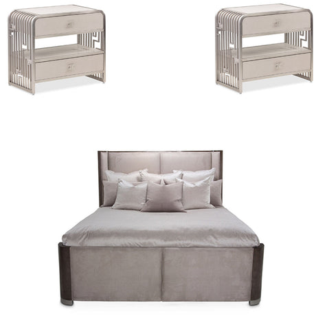 Aico Furniture - Roxbury Park 3 Piece Queen Dual-Panel Bedroom Set In Slate - N9006000Qndp4-220-3Set