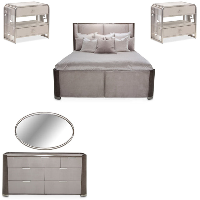 Aico Furniture - Roxbury Park 5 Piece Queen Dual-Panel Bedroom Set In Slate - N9006000Qndp4-220-5Set