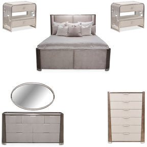 Roxbury Park 6 Piece Eastern King Dual-Panel Bedroom Set in Slate Finish – AICO Furniture