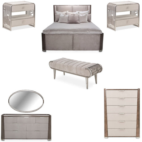 Aico Furniture - Roxbury Park 7 Piece Queen Dual-Panel Bedroom Set In Slate - N9006000Qndp4-220-7Set