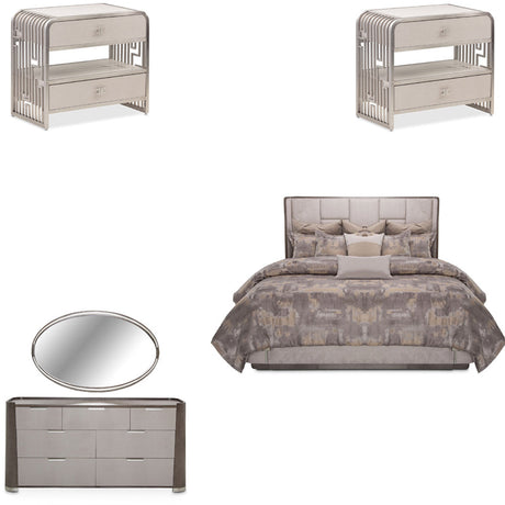 Aico Furniture - Roxbury Park 5 Piece Eastern King Multi-Panel Bedroom Set In Slate - N9006000Ekm3-220-5Set