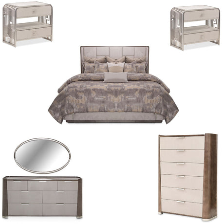 Aico Furniture - Roxbury Park 6 Piece Queen Multi-Panel Bedroom Set In Slate - N9006000Qnm3-220-6Set