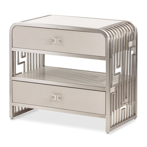 Roxbury Park Metal Nightstand with Marble Top in Stainless Steel – AICO