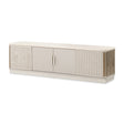Roxbury Park Media Cabinet Frost Gray Faux Shagreen & Marble Top - AICO