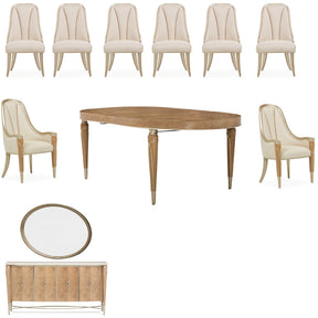 Villa Cherie Caramel 11-Piece Oval Dining Room Set Chardonnay — AICO Furniture