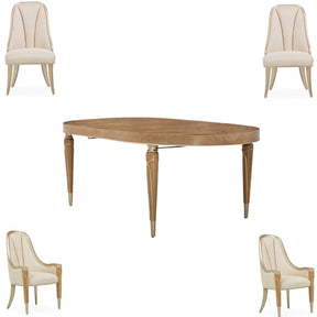 Villa Cherie Caramel 5-Piece Oval Dining Room Set Chardonnay — AICO Furniture