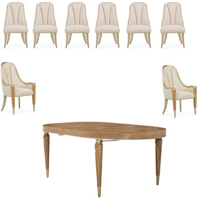 Villa Cherie Caramel 9-Piece Oval Dining Room Set Chardonnay — AICO Furniture