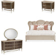 Villa Cherie 5 Piece Eastern King Upholstered Bedroom Set in Hazelnut – AICO Furniture