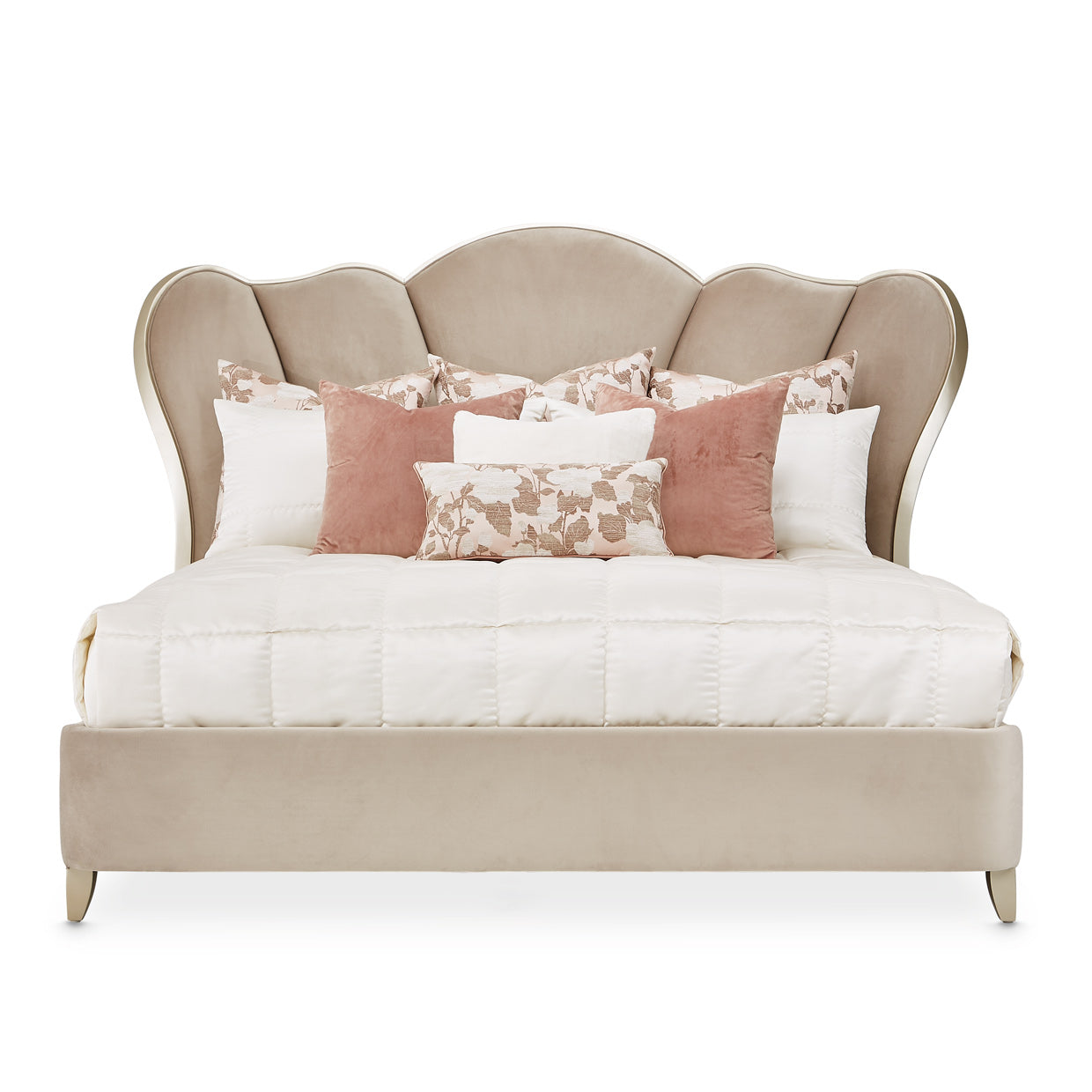 Aico Furniture - Villa Cherie 3 Piece Queen Upholstered Bedroom Set In Hazelnut - N9008000Hqn-410-3Set
