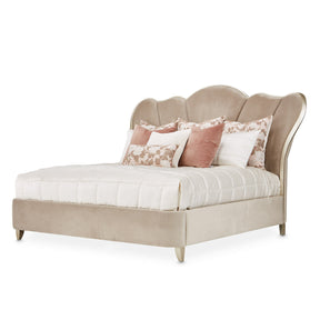 Villa Cherie Hazelnut Eastern King Channel Tufted Velvet Bed – AICO
