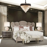 Aico Furniture - Villa Cherie Eastern King Channel-Tufted Upholstered Bed In Hazelnut - N9008000Hek-410