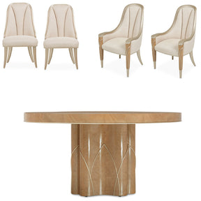 Villa Cherie Caramel 5-Piece Round Dining Table Set Chardonnay — AICO Furniture