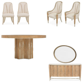 Villa Cherie Caramel 7-Piece Round Dining Table Set Chardonnay — AICO Furniture