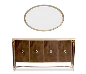 Villa Cherie Hazelnut Sideboard with Oval Wall Mirror – Michael Amini