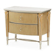 Villa Cherie Nightstand in Caramel with Marble Top and Chardonnay Accents – AICO