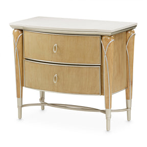 Villa Cherie Nightstand in Caramel with Marble Top and Chardonnay Accents – AICO