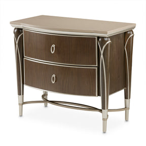 Villa Cherie Nightstand in Hazelnut with Marble Top and Chardonnay Accents – AICO