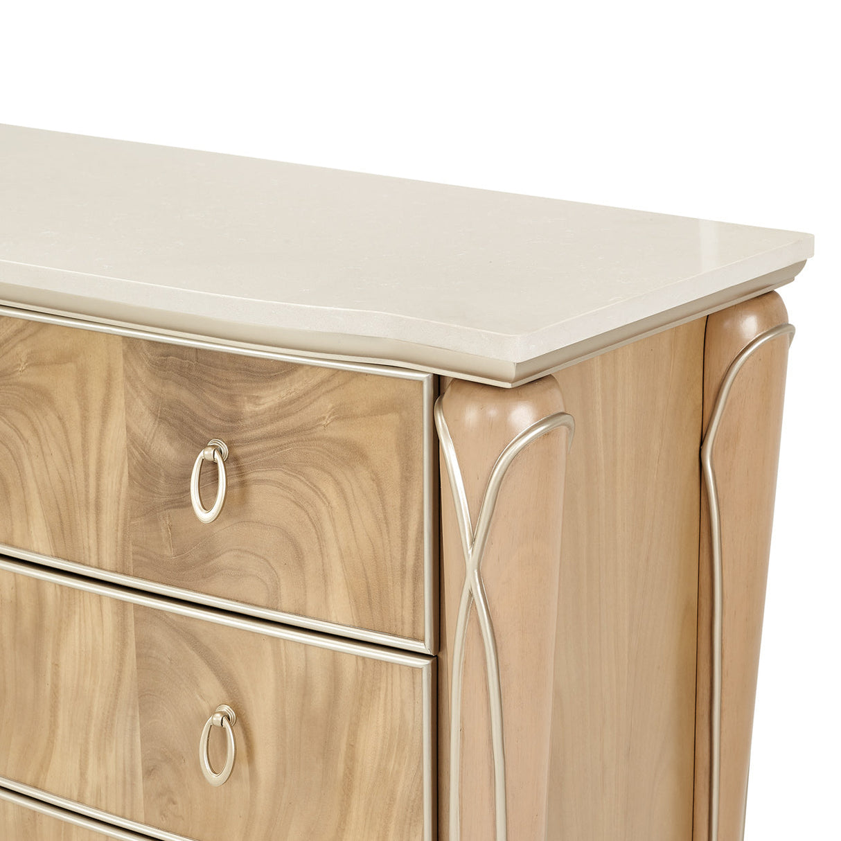 Aico Furniture - Villa Cherie Caramel Dresser With Mirror In Chardonnay - N9008050-60-134