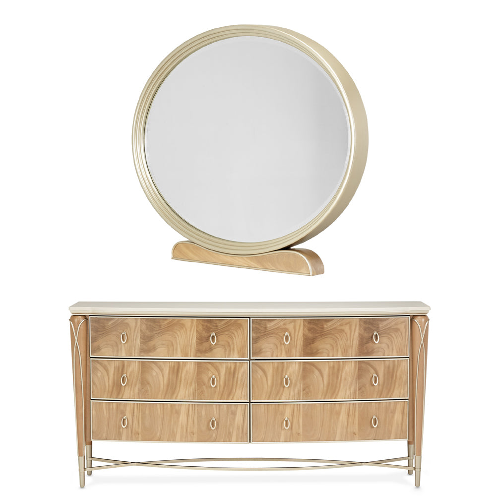 Aico Furniture - Villa Cherie Caramel Dresser With Mirror In Chardonnay - N9008050-60-134