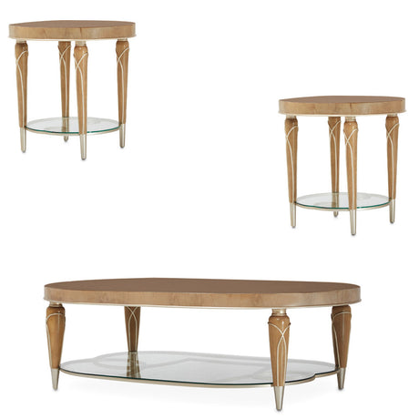 Aico Furniture - Villa Cherie Caramel 3 Piece Occasional Table Set In Chardonnay - N9008201-202-134