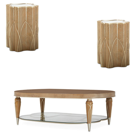 Aico Furniture - Villa Cherie Caramel 3 Piece Occasional Table Set In Chardonnay - N9008201-222-134