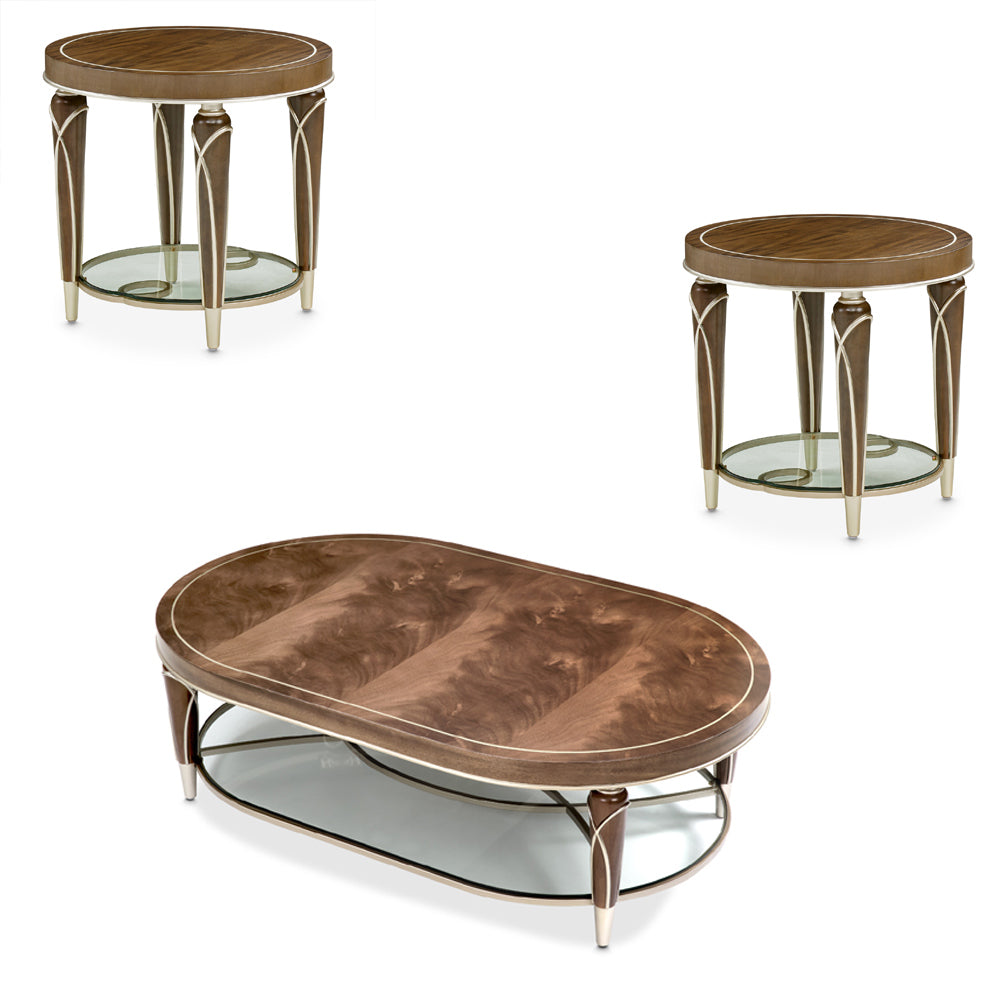 Aico Furniture - Villa Cherie 3 Piece Occasional Table Set In Hazelnut - N9008201-202-410