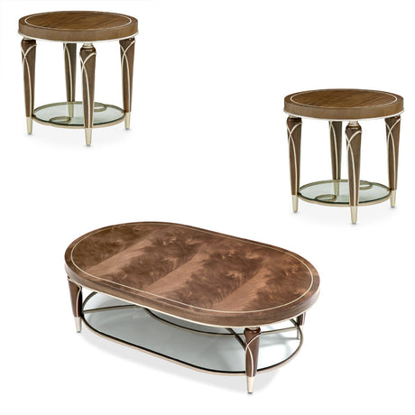 Aico Furniture - Villa Cherie 3 Piece Occasional Table Set In Hazelnut - N9008201-202-410