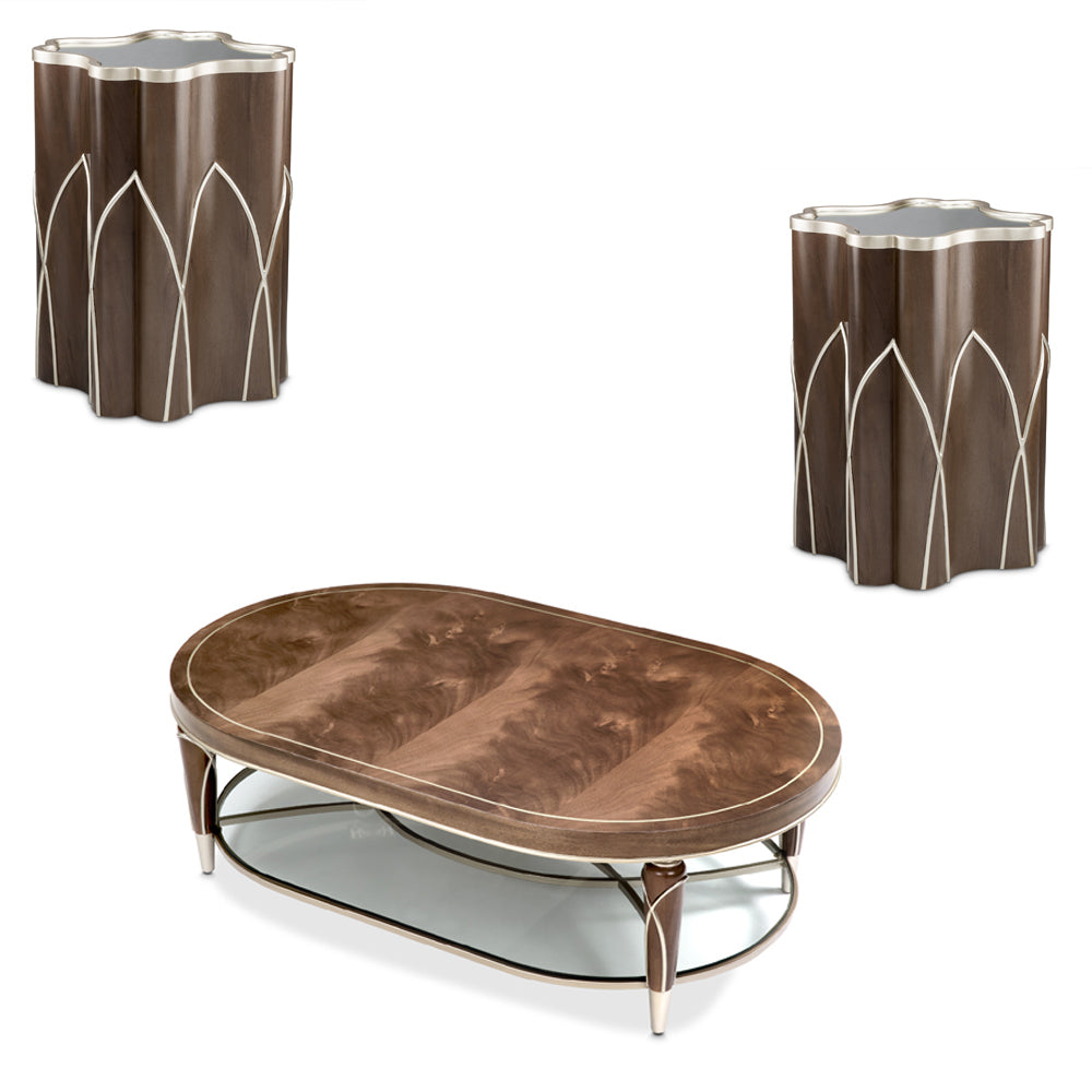 Aico Furniture - Villa Cherie 3 Piece Occasional Table Set In Hazelnut - N9008201-222-410