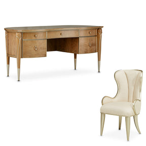 Villa Cherie Caramel 2 Piece Office Desk Set In Chardonnay - N9008207-134-2Set - Aico Furniture