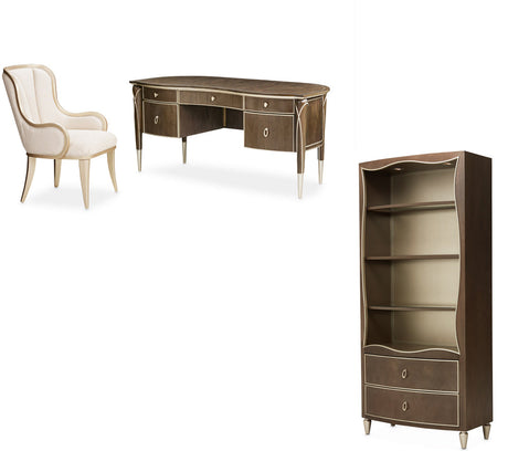 Aico Furniture - Villa Cherie 3 Piece Home Office Set In Hazelnut - N9008207-410-3Set