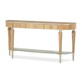 Villa Cherie Console Table in Caramel with Chardonnay Accents & Glass Shelf – AICO
