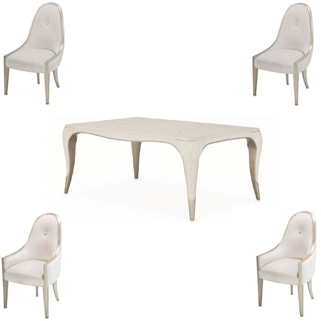 Aico Furniture - London Place 5 Piece Rectangular Dining Room Set In Creamy Pearl - Nc9004000-112-5Set