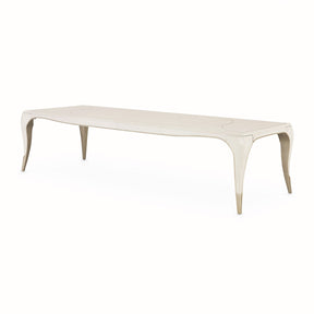 London Place Rectangular Extendable Dining Table in Creamy Pearl with Platinum Accents – AICO Furniture