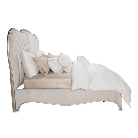 Aico Furniture - London Place Queen Upholstered Panel Bed In Creamy Pearl - Nc9004000Qn3-112