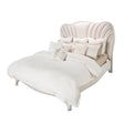 London Place Eastern King Panel Bed in Creamy Pearl Velvet with USB Ports – AICO