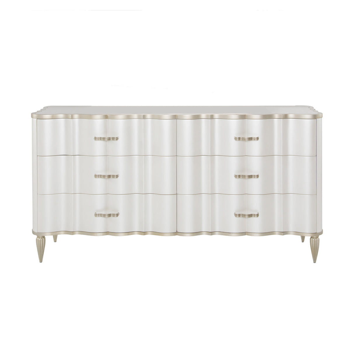 Aico Furniture - London Place Storage Console-Dresser With Mirror In Creamy Pearl - Nc9004050-260-112