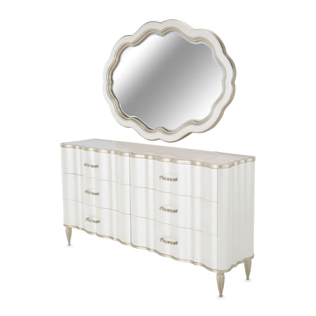 Aico Furniture - London Place Storage Console-Dresser With Mirror In Creamy Pearl - Nc9004050-260-112