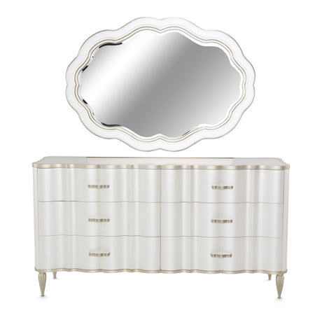 Aico Furniture - London Place Storage Console-Dresser With Mirror In Creamy Pearl - Nc9004050-260-112