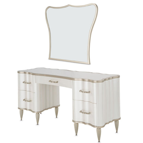 Aico Furniture - London Place Vanity Desk With Vanity Mirror In Creamy Pearl - Nc9004058-068-112