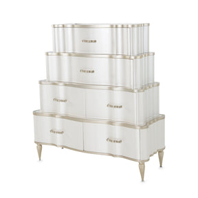 London Place Tiered Chest in Creamy Pearl with Platinum Accents – AICO Furniture