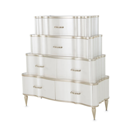 Aico Furniture - London Place Tiered Vertical Storage Cabinets-Chest In Creamy Pearl - Nc9004070-112