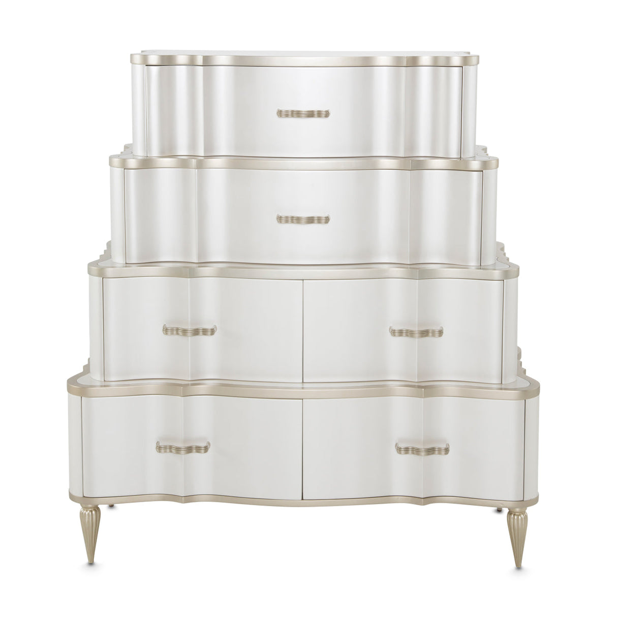 Aico Furniture - London Place Tiered Vertical Storage Cabinets-Chest In Creamy Pearl - Nc9004070-112