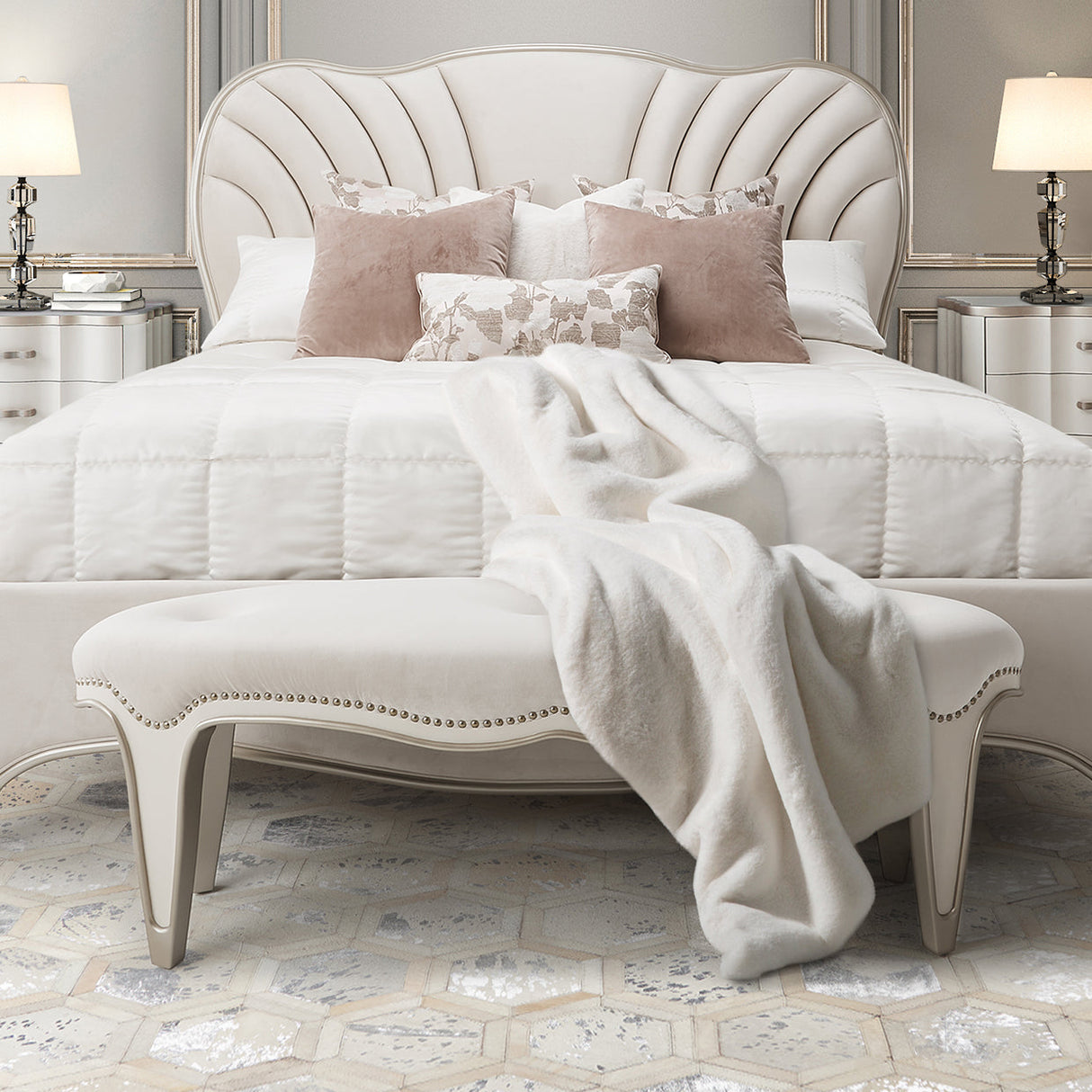 Aico Furniture - London Place 3 Piece Queen Bedroom Set In Creamy Pearl - Nc9004000Qn3-112-3Set