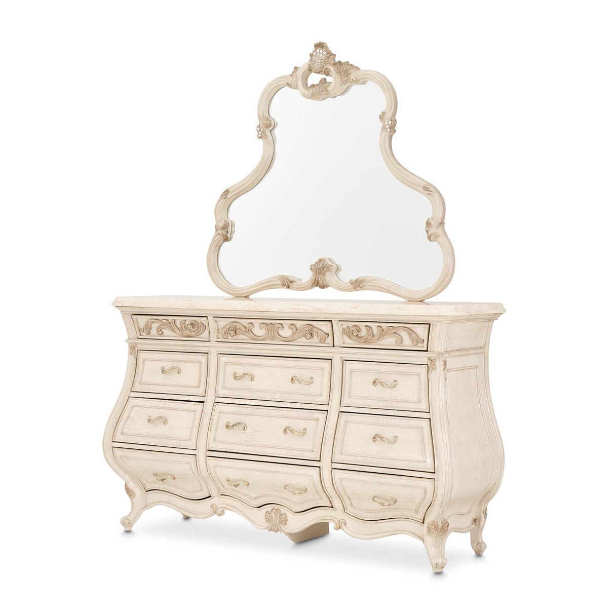 Michael Amini Platine De Royale Champagne Dresser Mirror - Home Elegance USA